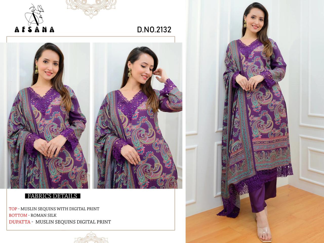 Pulpy M Print 2132 By Afsana Muslin Printed Pakistani Readymade Suits Wholesale Price In Surat
